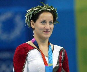 Anna bei ihrem Olympiasieg 2004